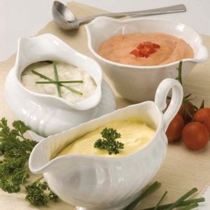 Assorted sauces. Assorted sauces.